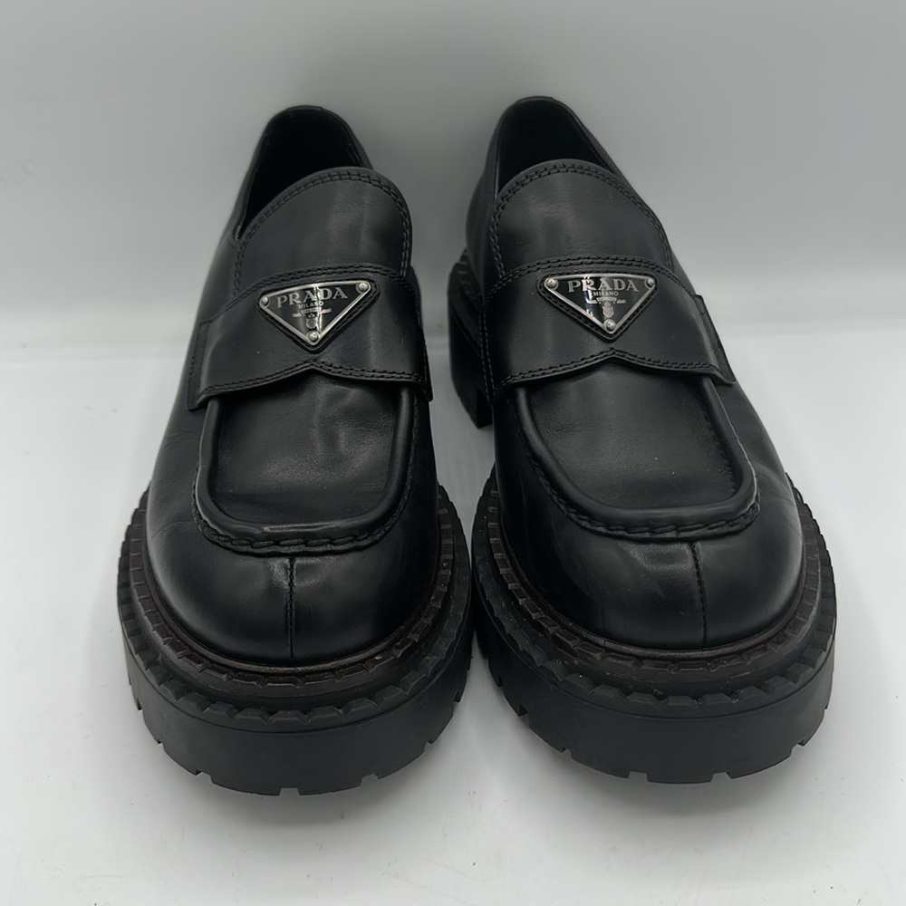Prada Monolith Brushed Leather Loafers Black Men’s Size 7 UK / 8 US - Picture 2 of 13